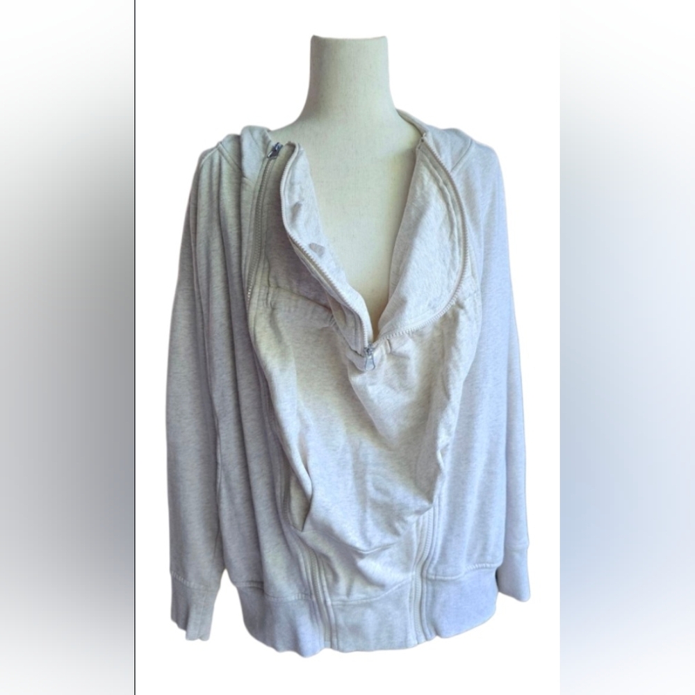 Seraphine Light Gray-Beige Maternity Zip Hoodie
